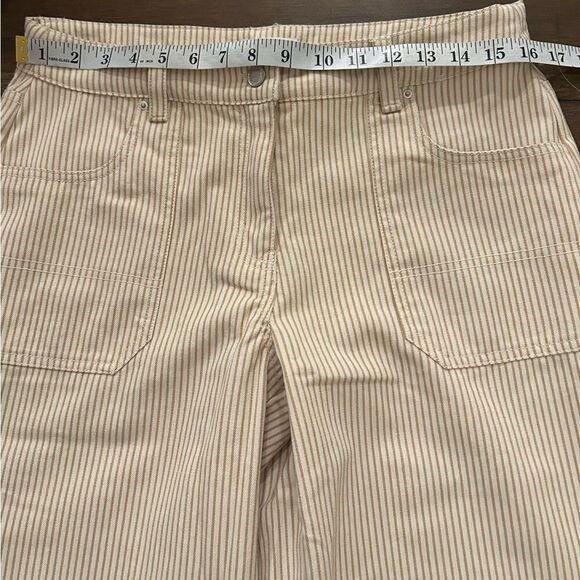 Cali 1850 Los Angeles Beige Cream Striped Wide Leg Pants Size 9 - Picture 8 of 11